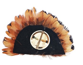 Preview: Anstecker an Hut, Weste, Trachtenkleidung Federrosette Fasan Made in Germany